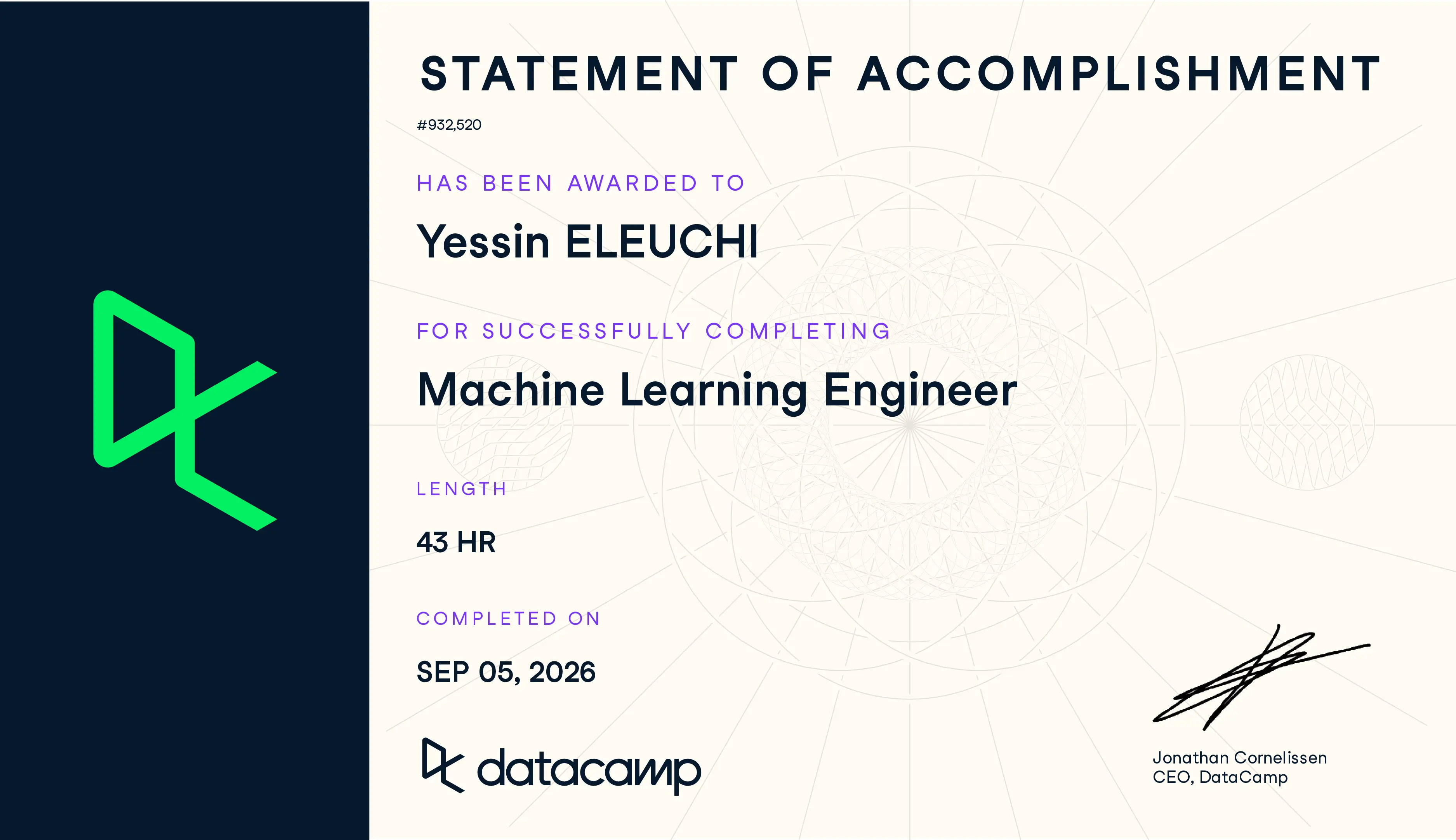 DataCamp Machine Learning Engineer Certificate